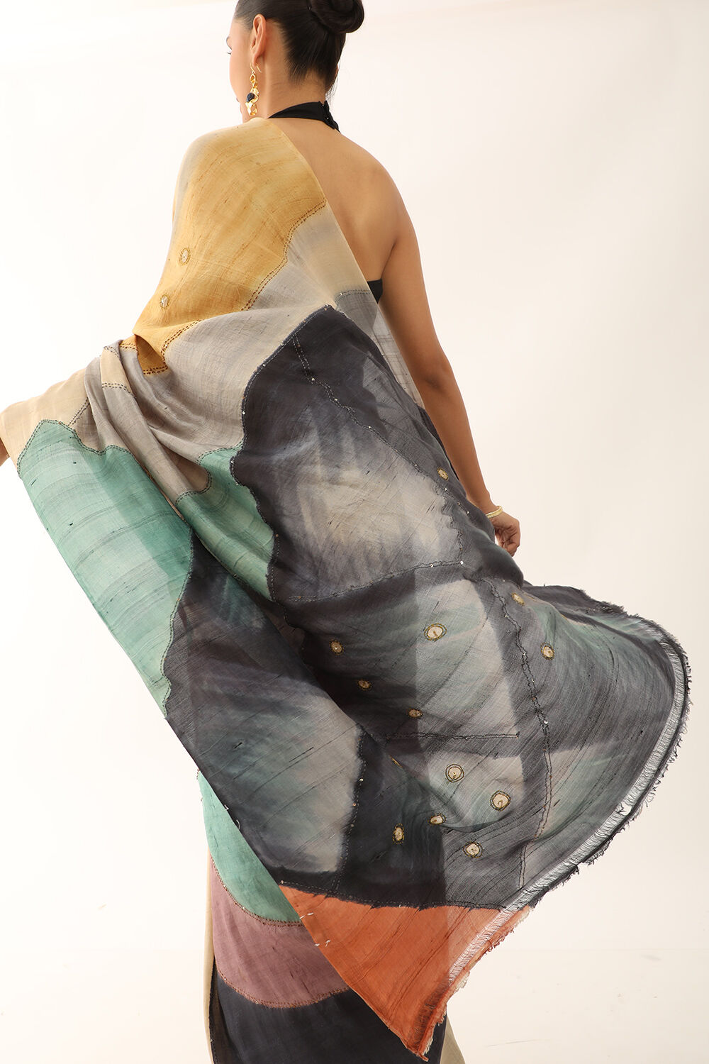 Multicoloured Murshidabad Pure Silk Hand Painted Saree image number null