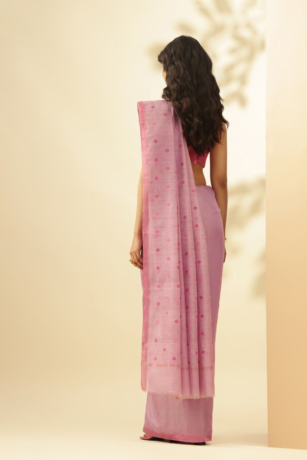 Light Violet Woven Pure Tissue Cotton Chanderi Saree image number null