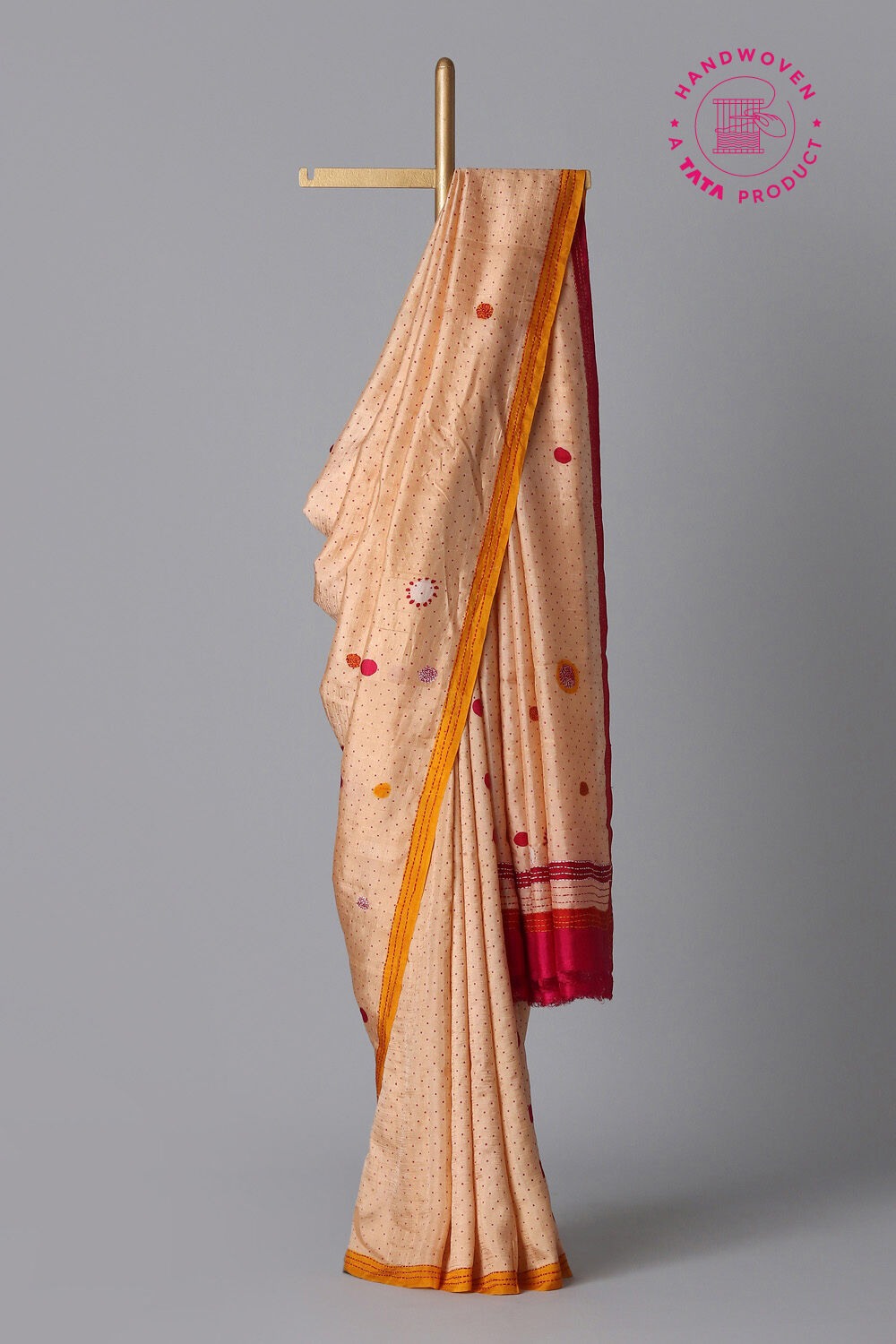 Light Orange Pure Silk Batik Saree image number null