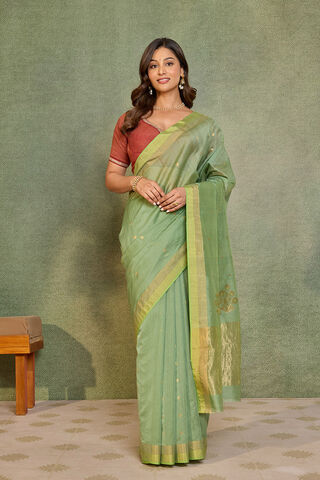 Green Woven Pure Silk Cotton Chanderi Saree thumbnail image number null