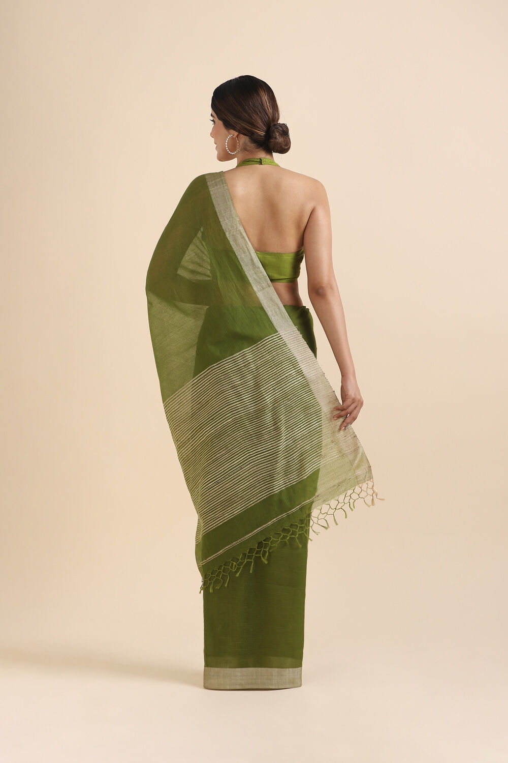 Green Pure Cotton Bengal Saree image number null