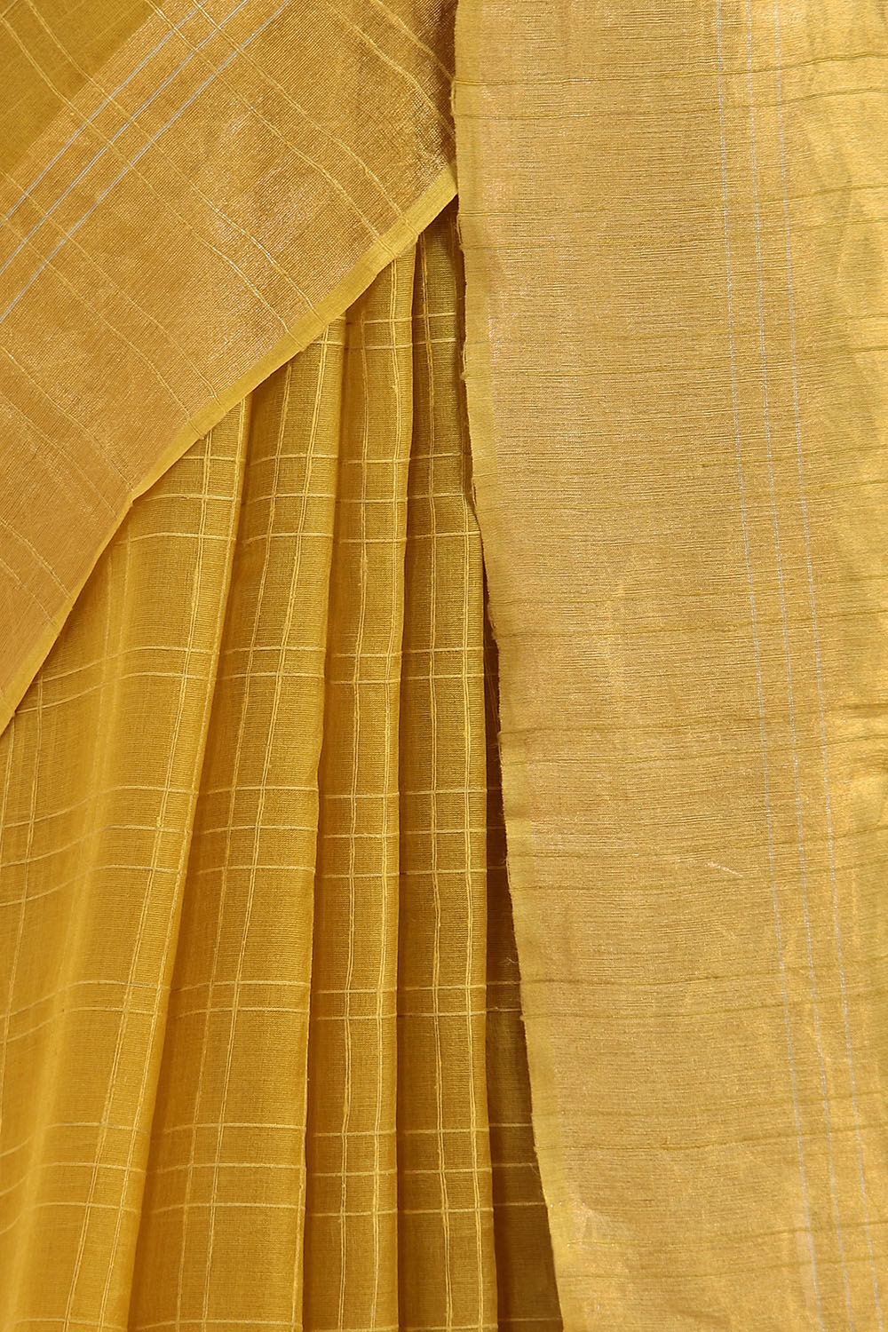 Dark Pure Yellow Tussar Bhagalpuri Saree image number null