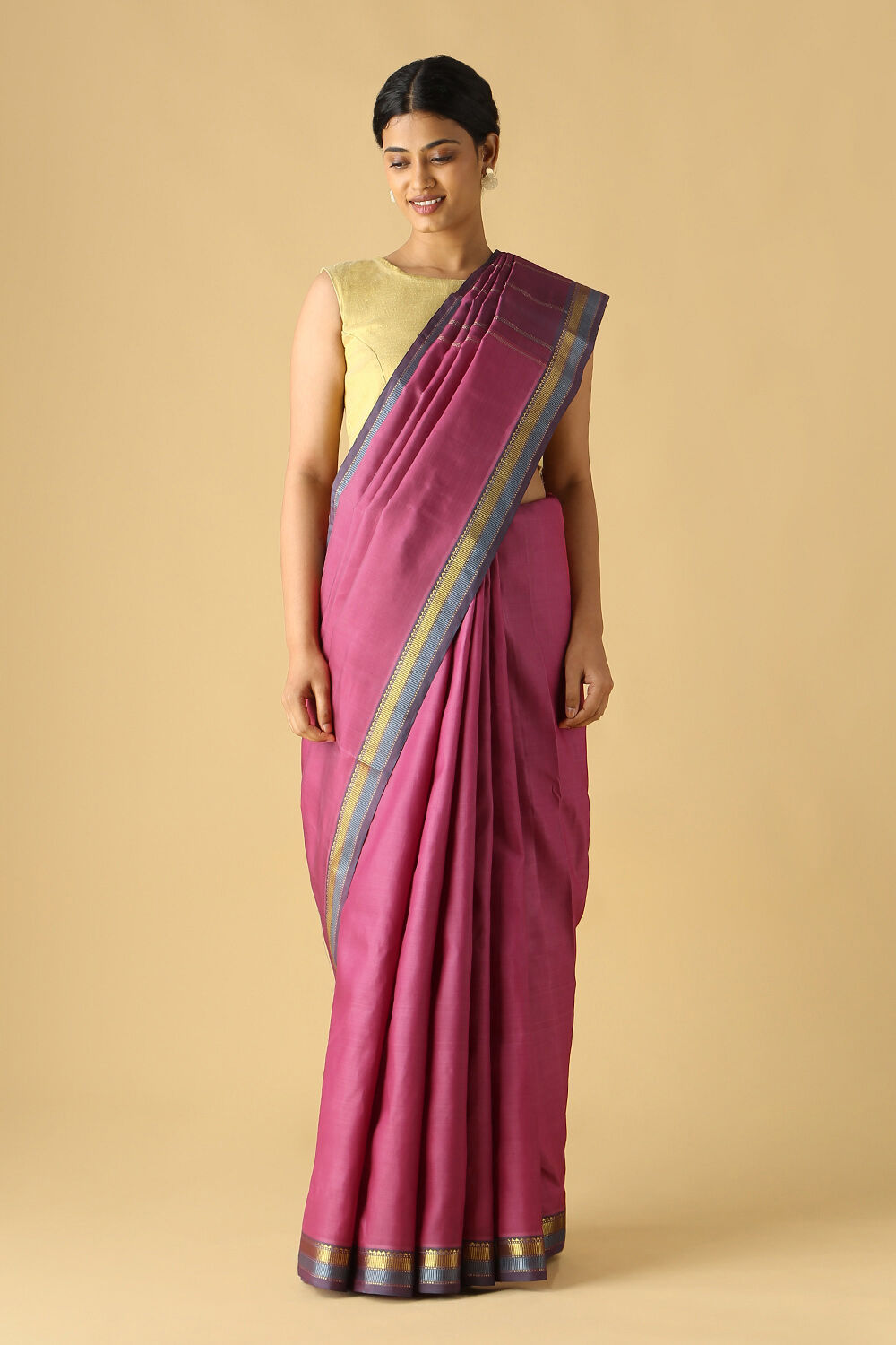 Pink Pure Silk Kanjivaram Saree image number null