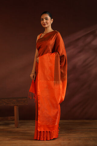 Orange South Pure Silk Woven Saree thumbnail image number null