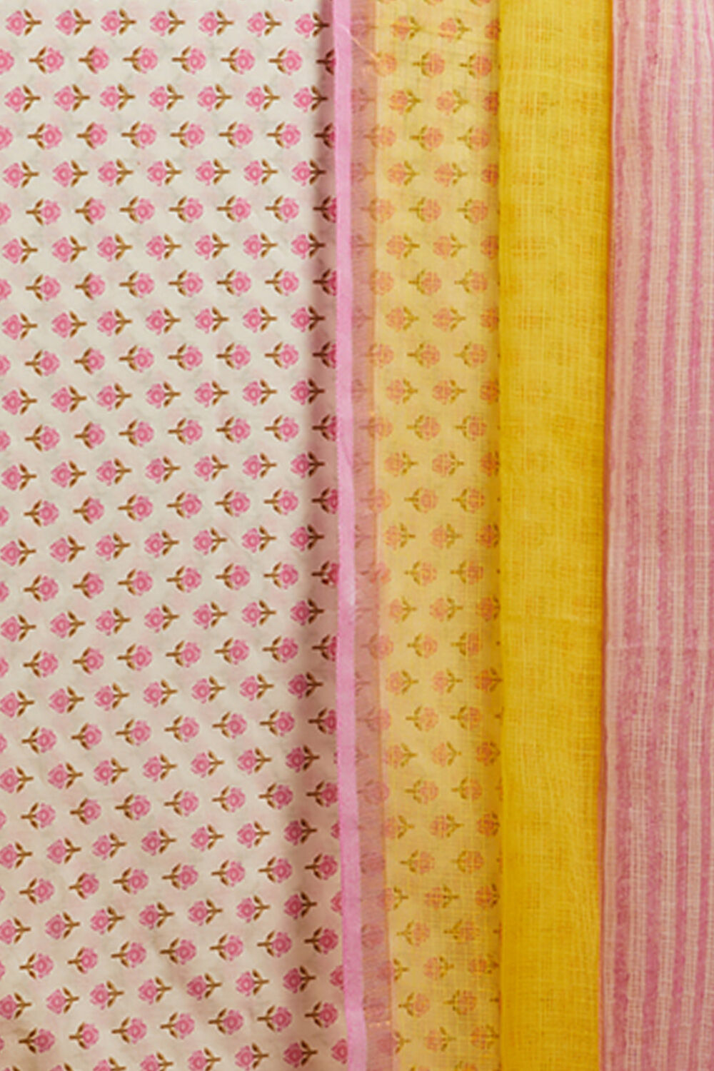 Yellow Screen Printed Pure Cotton Unstitched Suit Set image number null