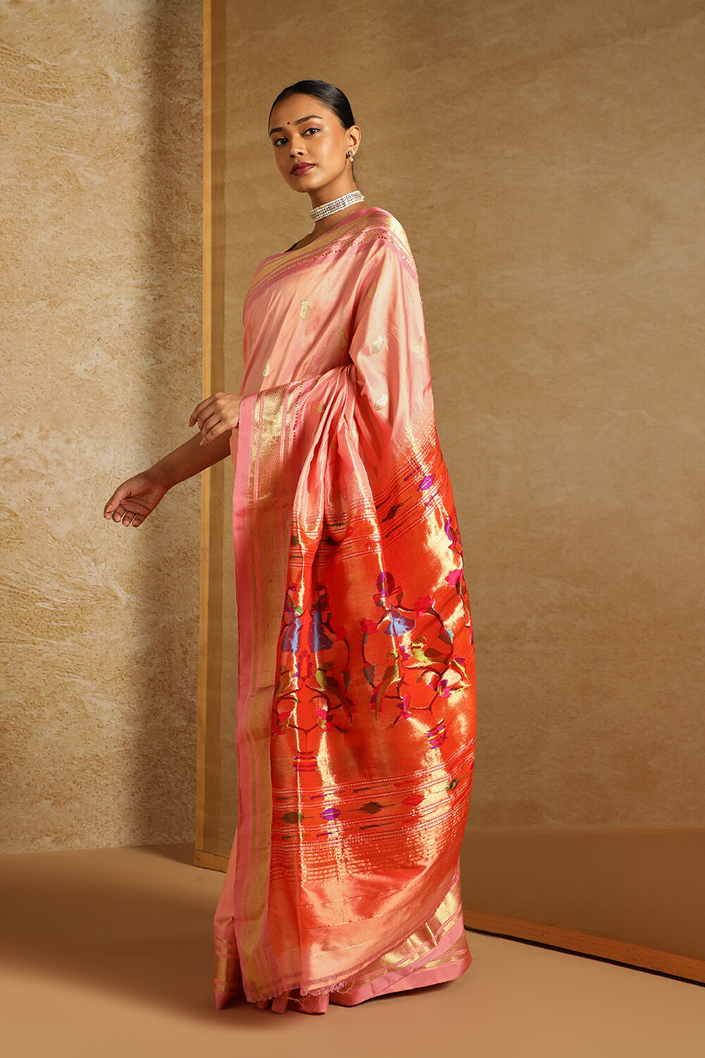 Pink Pure Silk Paithani Saree image number null