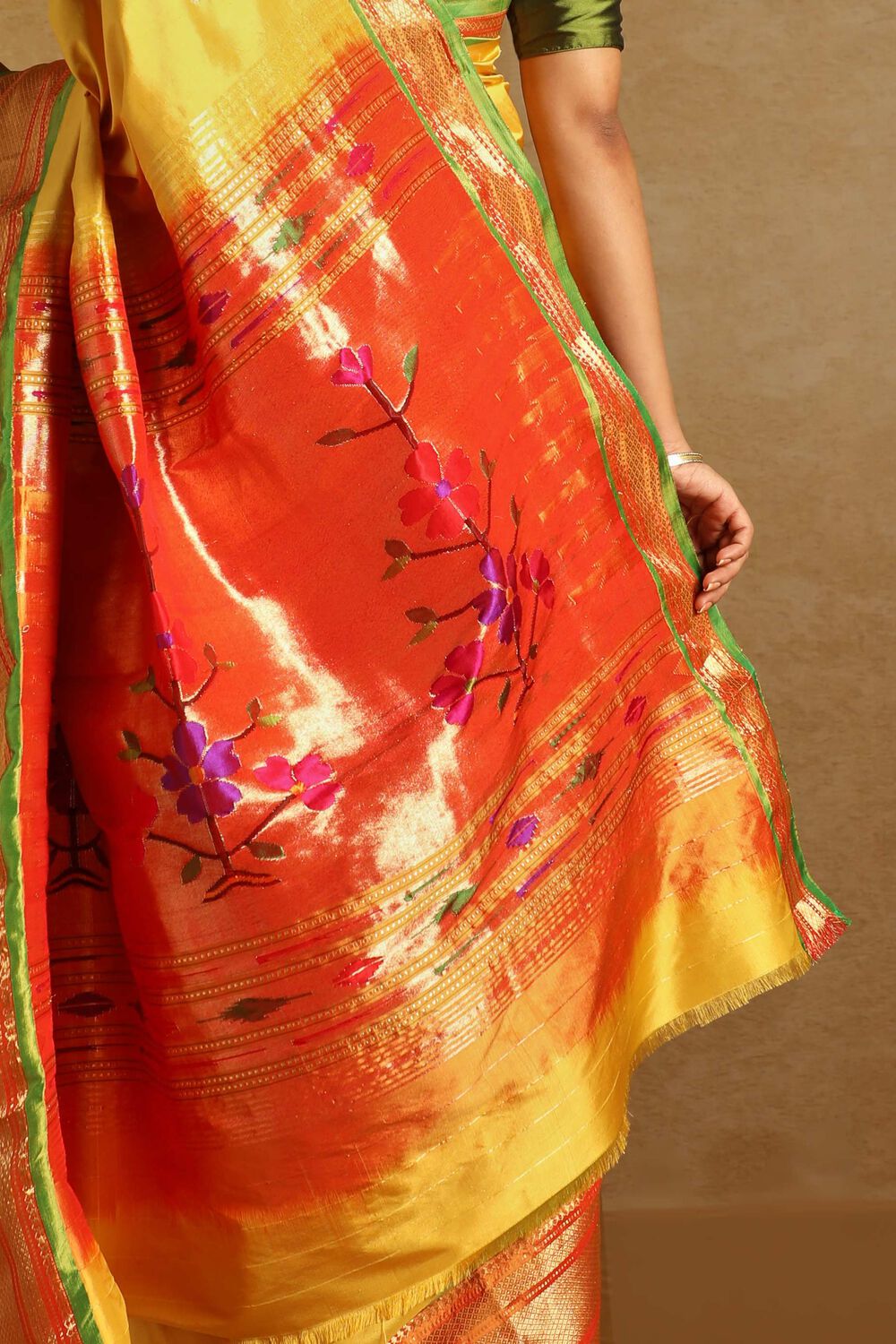 Yellow Pure Silk Paithani Saree image number null
