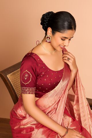 Dark Red Viscose Embroidered Blouse image number