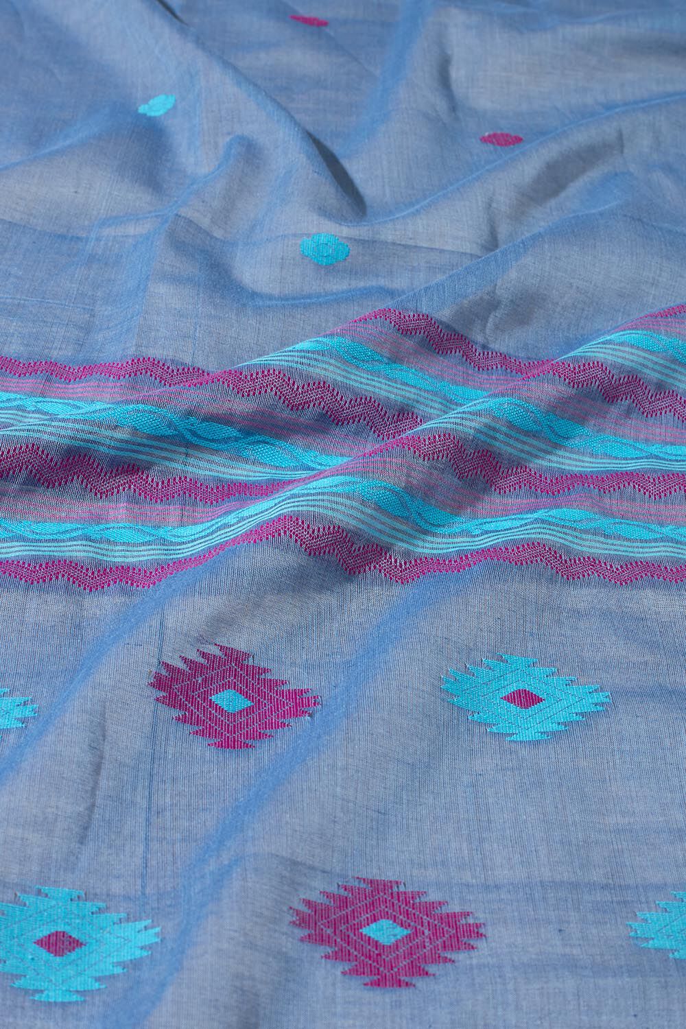 Blue Bengal Pure Cotton Jamdani Saree image number null