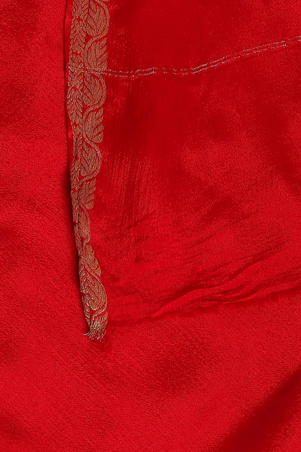 Red Pure Viscose Embroidered Saree image number null