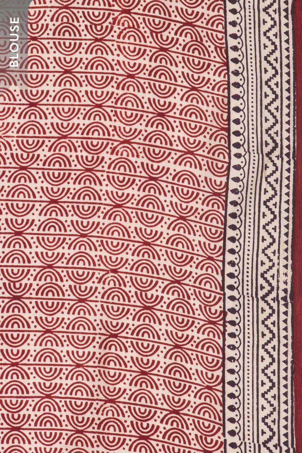 White Bagh Block Printed Pure Cotton Saree image number null