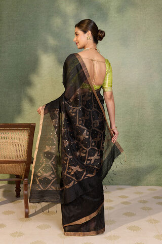 Black Bengal Pure Silk Vanya Jamdani Saree thumbnail image number null