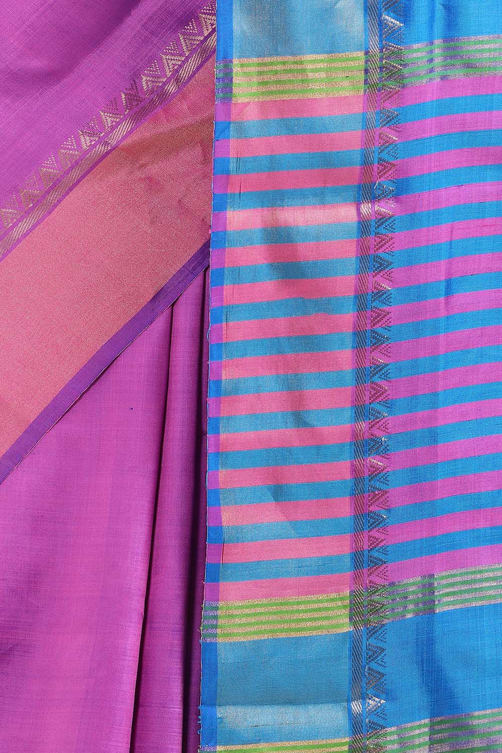 Violet Pure Silk Woven Saree image number null