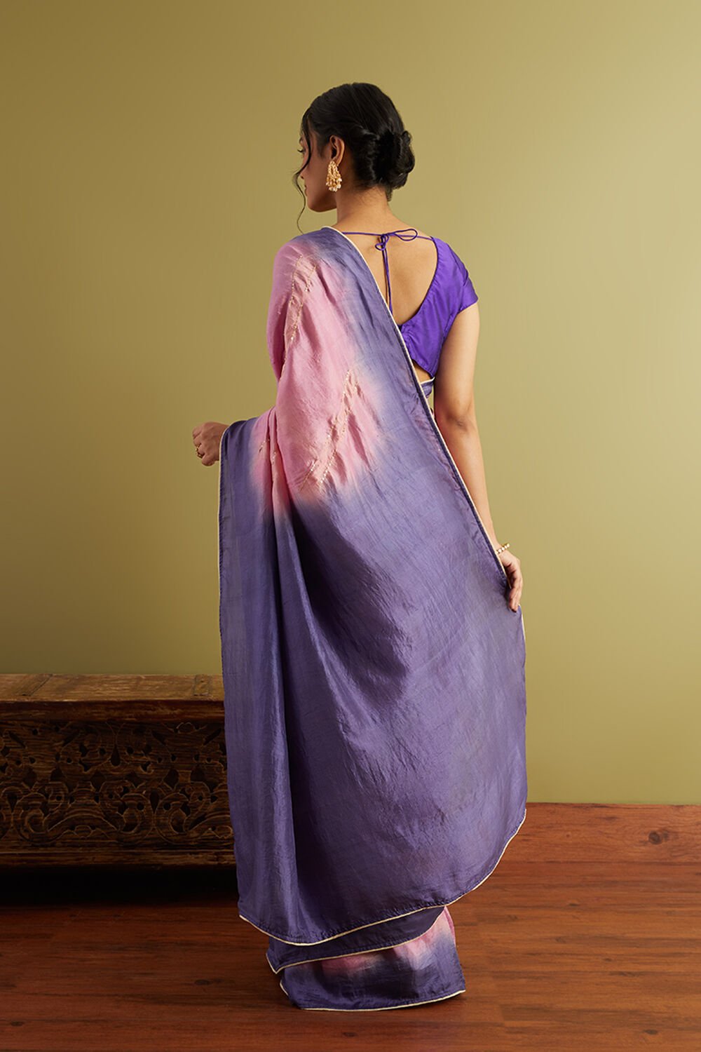 Purple Tie and Dye Pure Silk Saree image number null