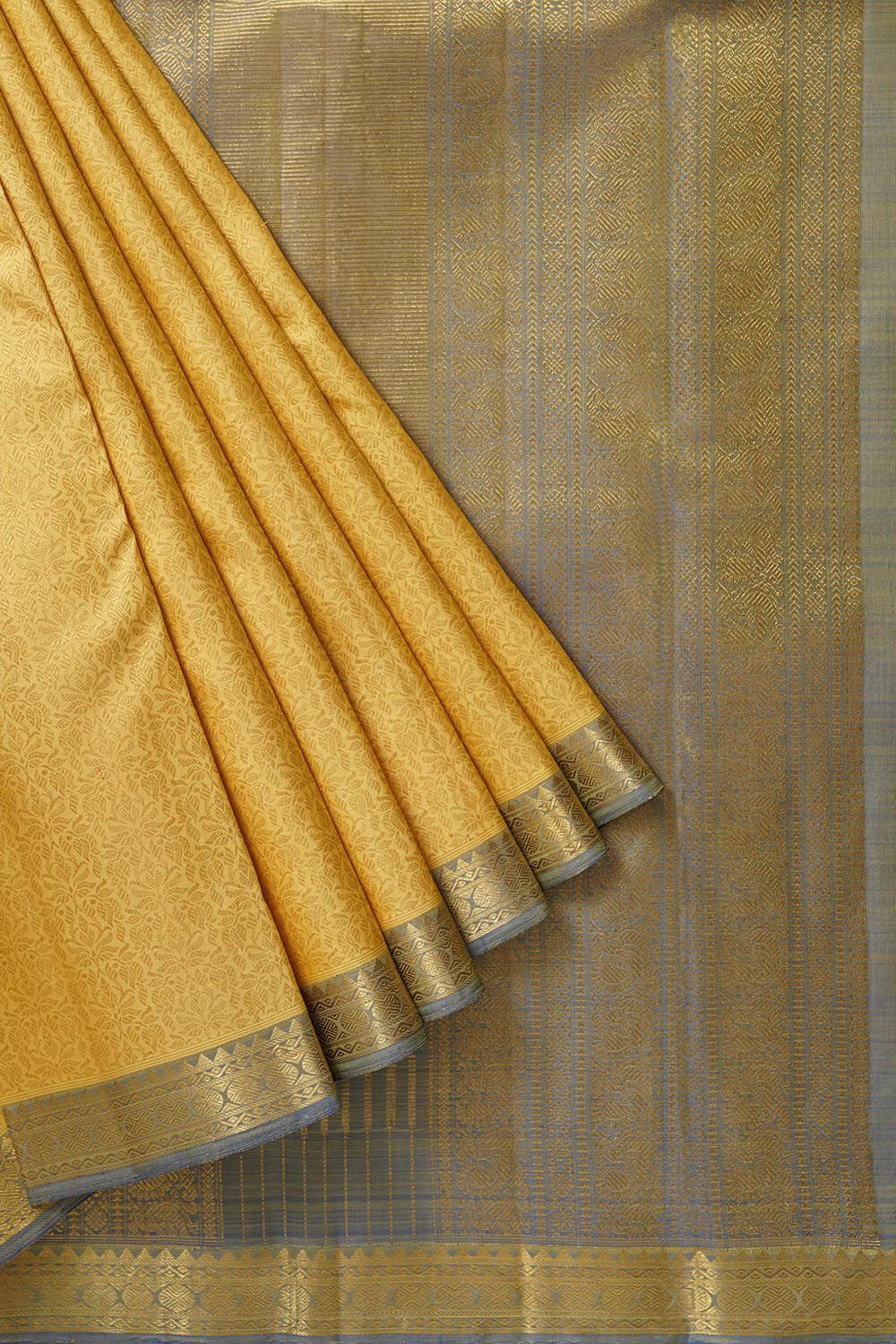 Light Yellow Pure Silk Woven Kanjivaram Saree image number null