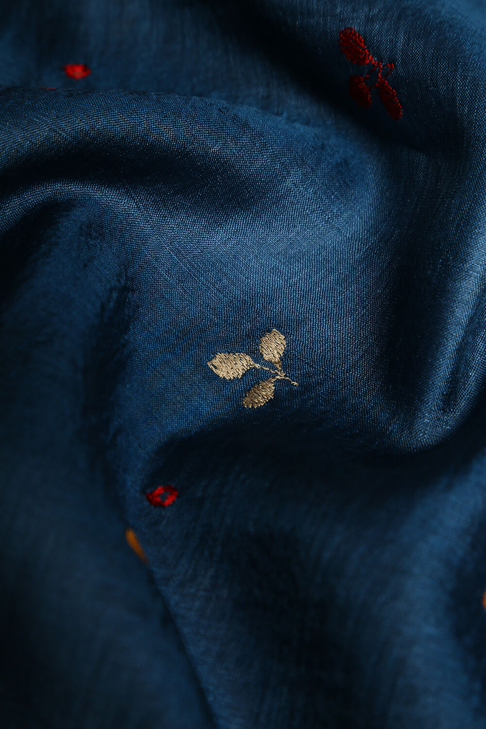 Blue Tussar Silk Embroidered Dupatta image number null