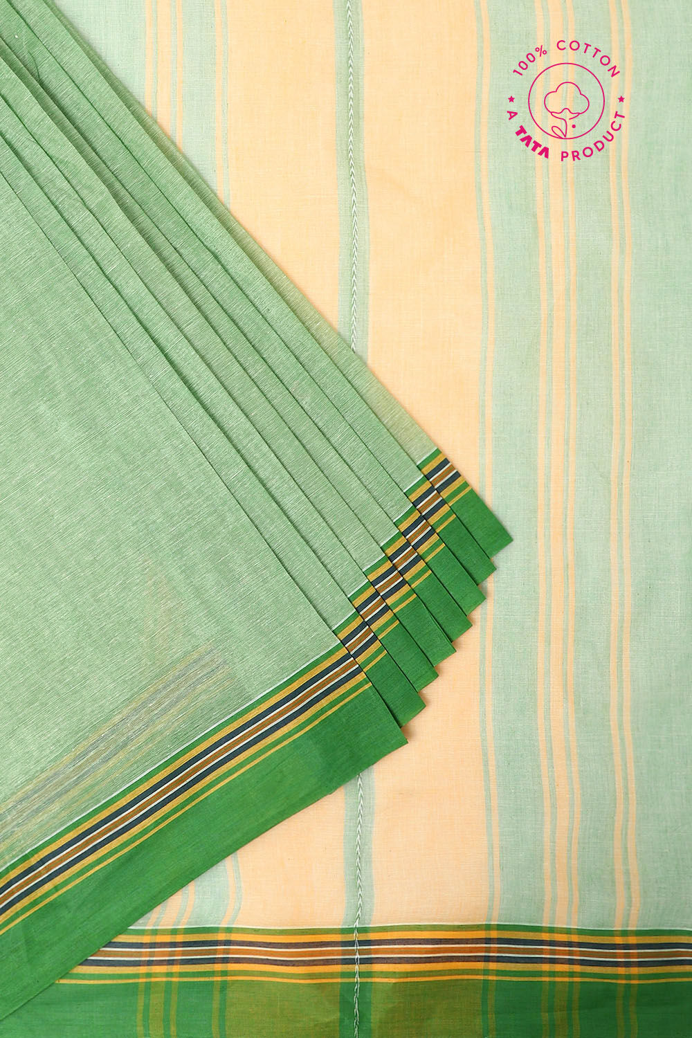 Green Pure Cotton Bengal Saree image number null