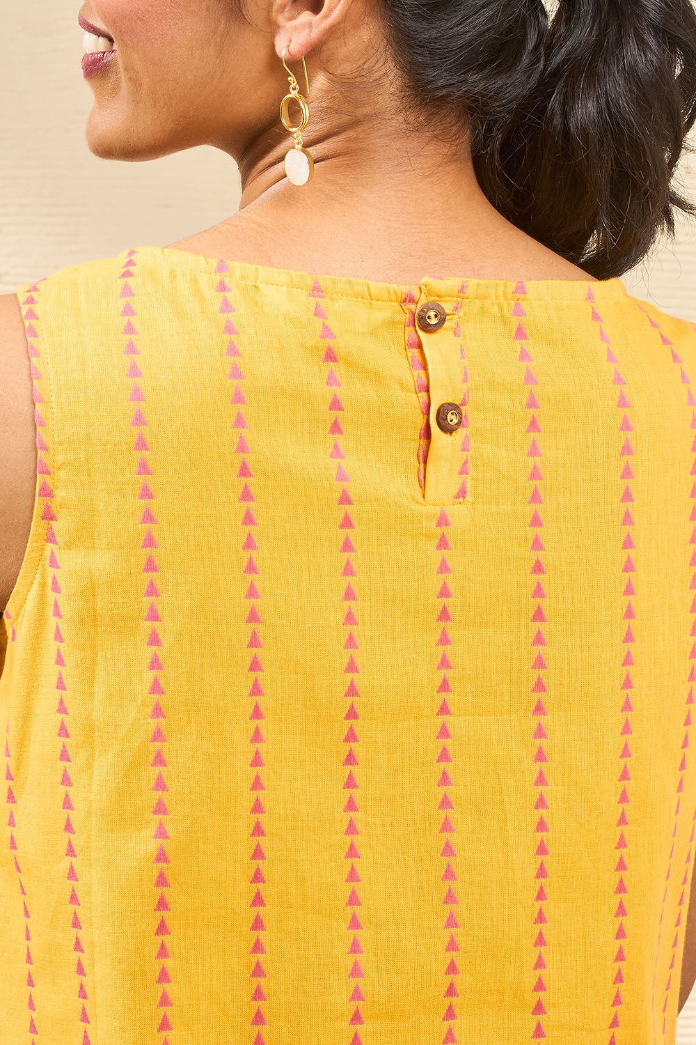 Yellow Woven Pure Cotton Short Top image number null