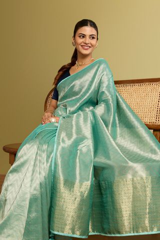 Light Blue Woven Viscose Tissue Saree image number