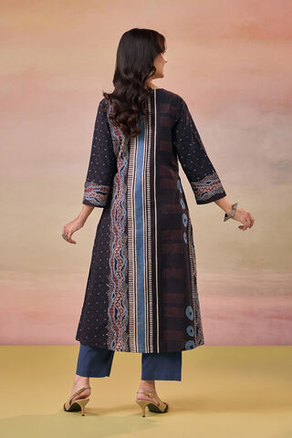 Black Pure Cotton Ajrakh Kurta Set thumbnail image number null