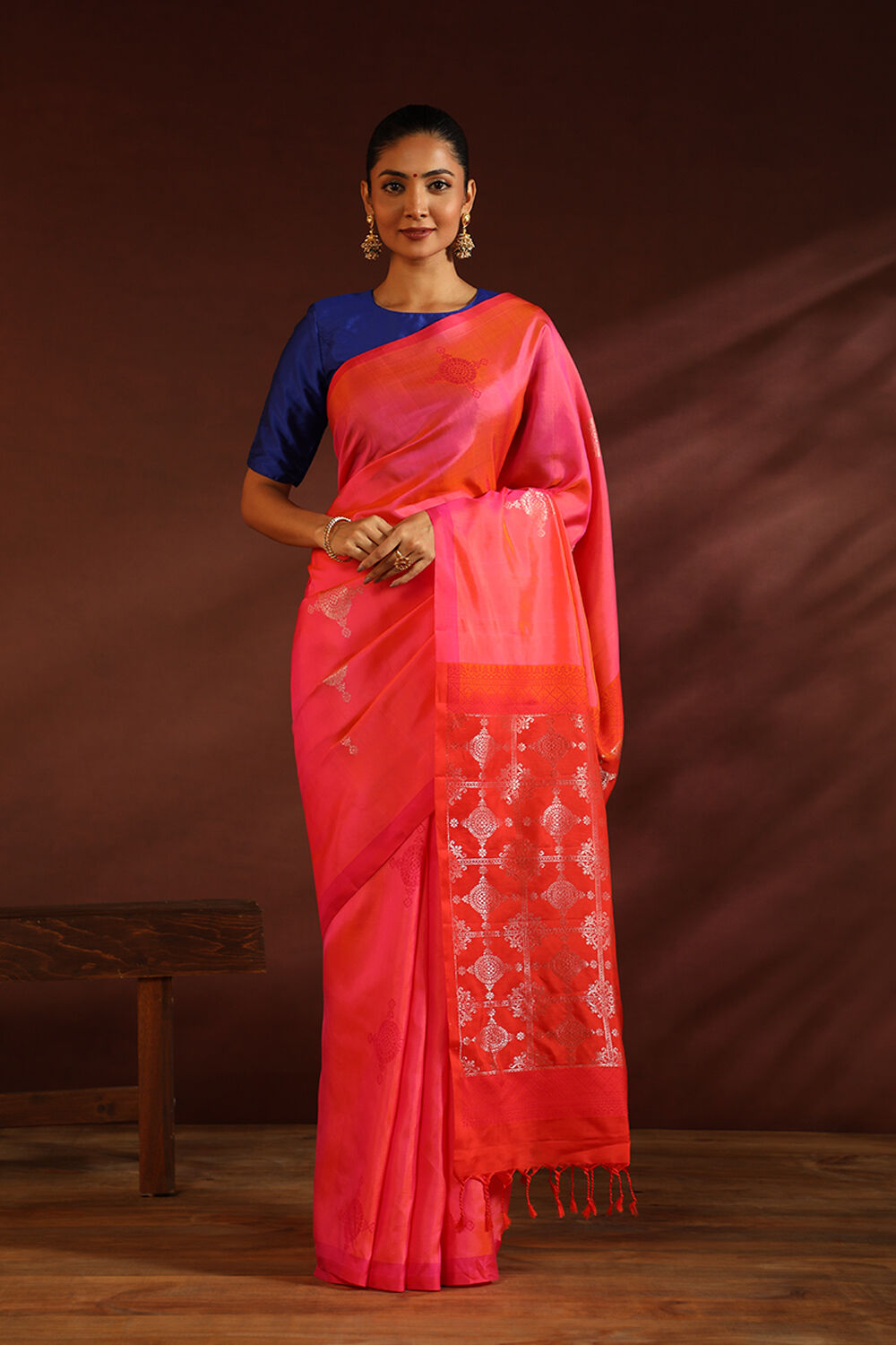 Pink South Pure Silk Woven Saree image number null