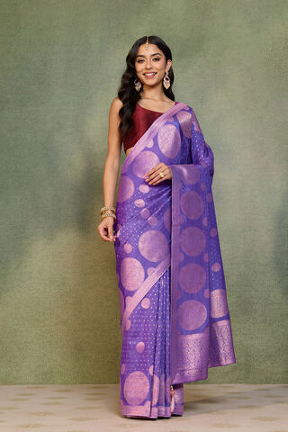 Purple Woven Pure Viscose Saree thumbnail image number null