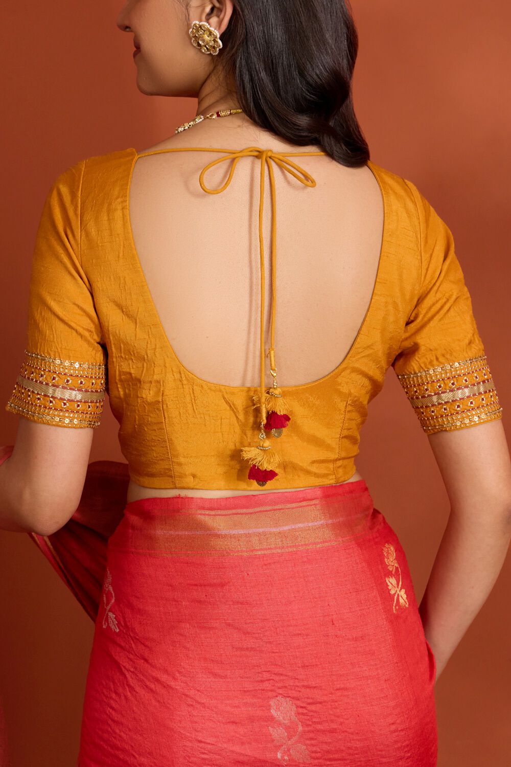 Yellow Viscose Embroidered Blouse image number null