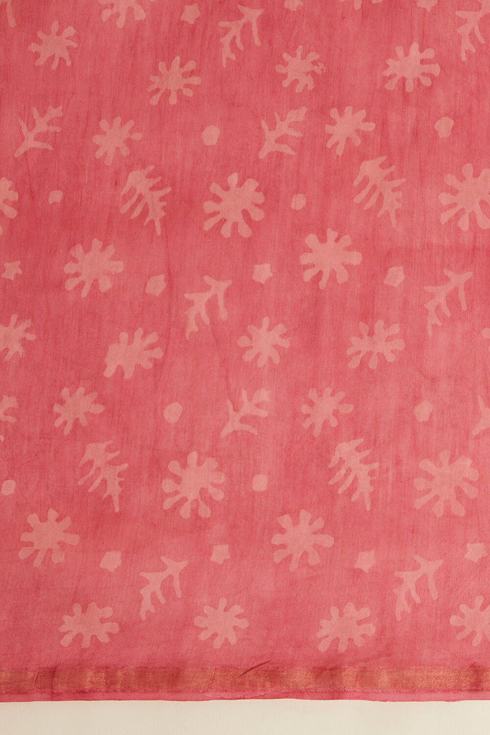 Pink Pure Silk Cotton Dabu Block Printed Saree image number null