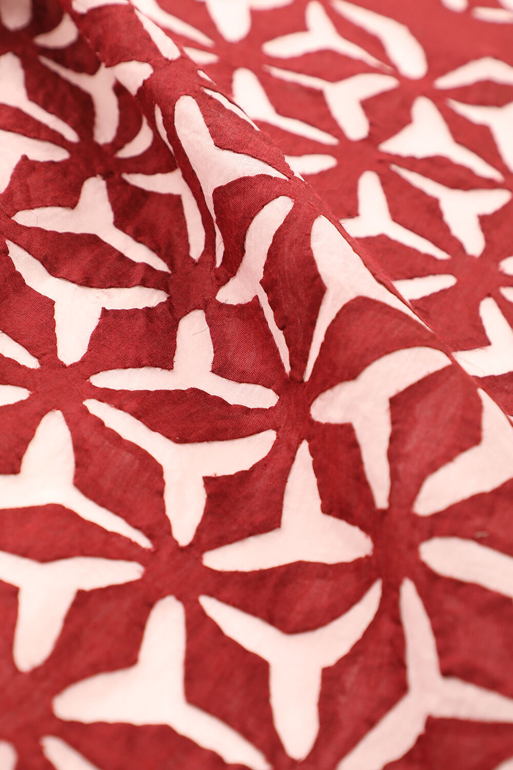 Dark Red Craft Pure Tussar Silk Applique Saree image number null