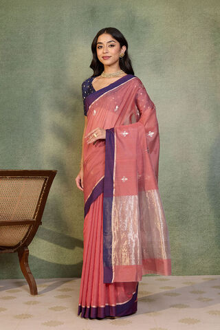 Dark Pink Eknaliya Pure Silk Cotton Chanderi Saree thumbnail image number null