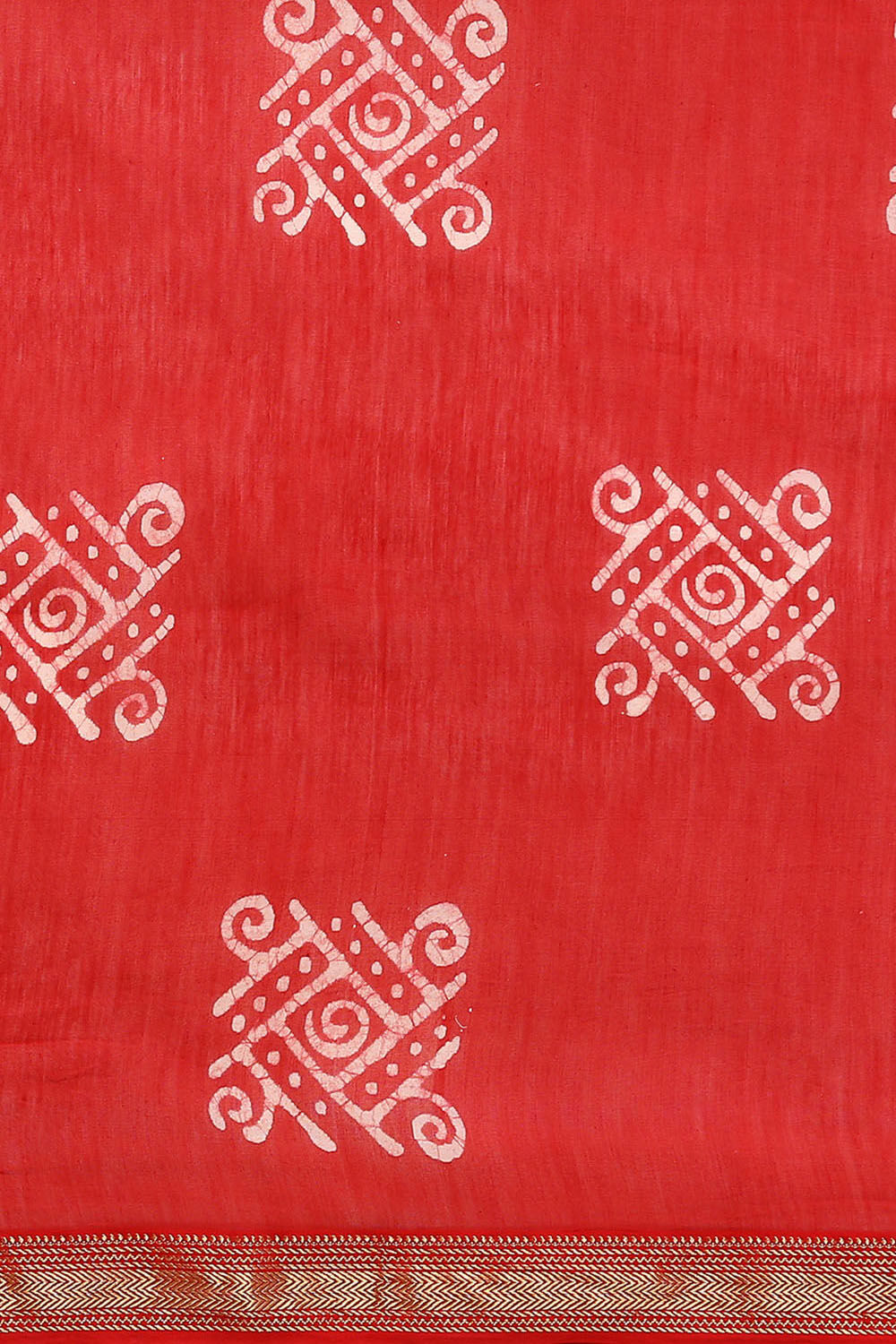 Red Batik Pure Silk Cotton Saree image number null