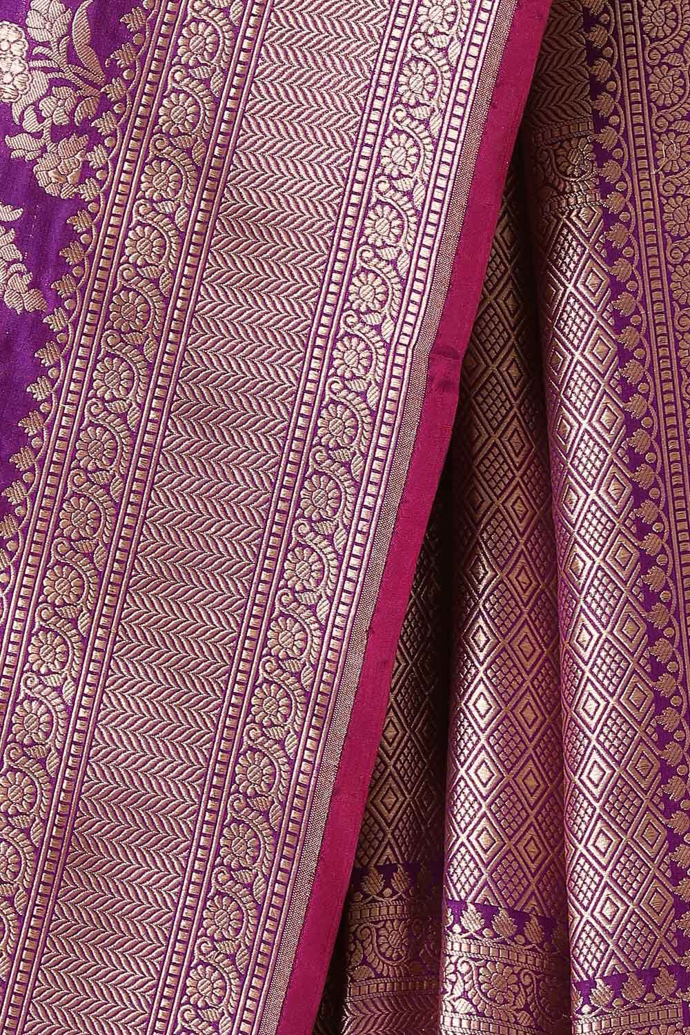 Violet Pure Silk Banarasi Brocade Saree image number null