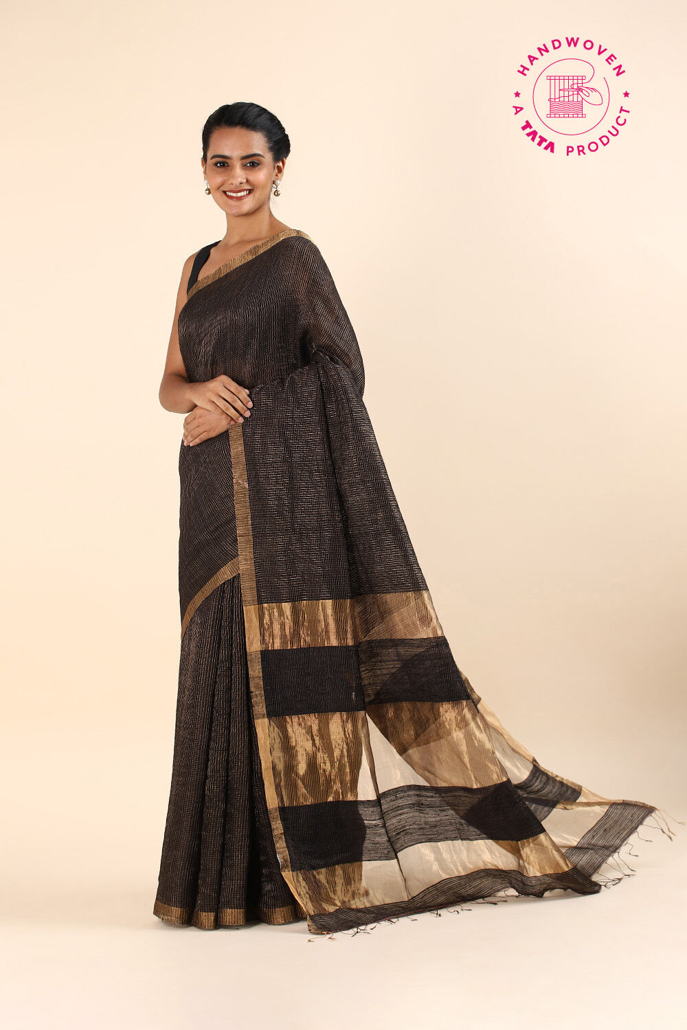Black Pure Silk Vanya Bengal Saree image number null
