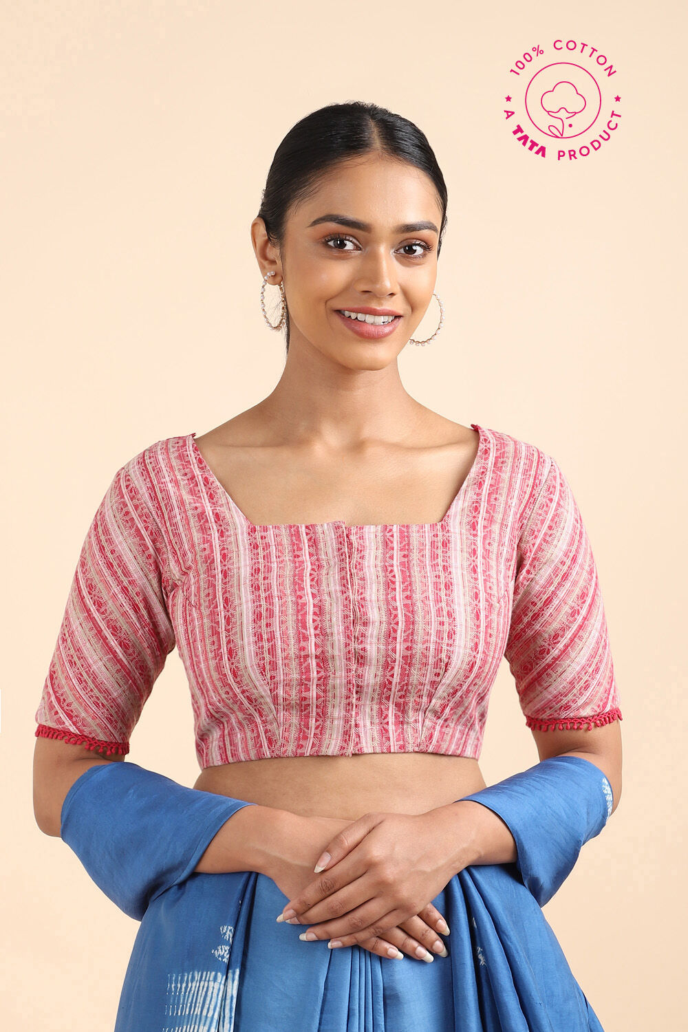 Pink Schifli Embroidered Cotton Blouse image number null