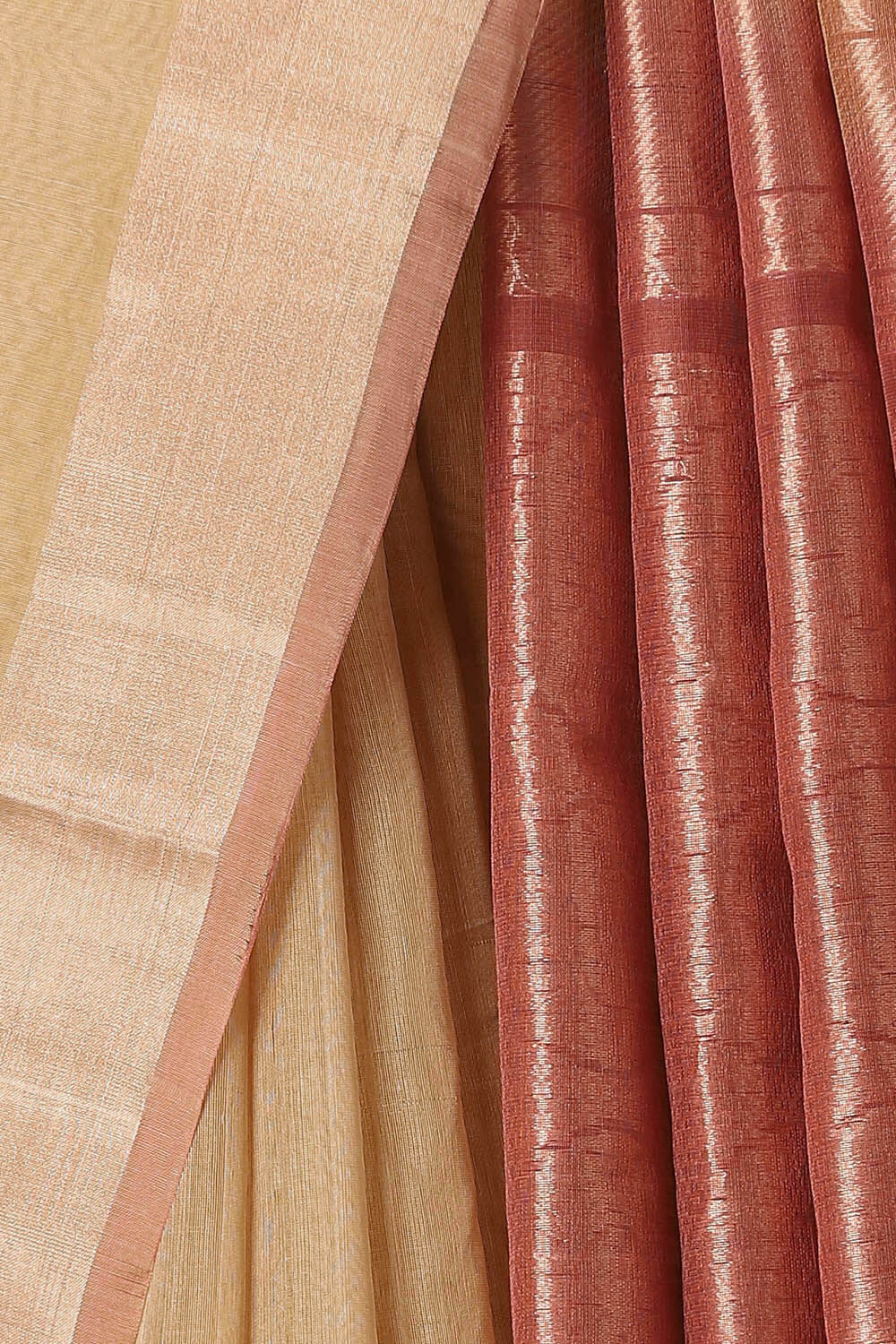 Beige Pure Silk Cotton South Saree image number null