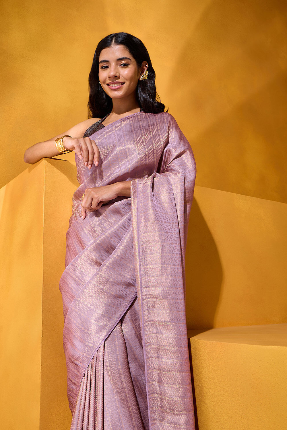 Purple Tanchoi Viscose Tissue Saree image number null