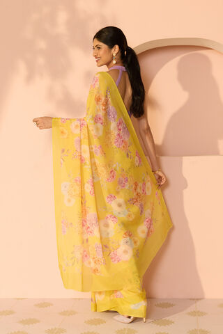 Light Yellow Printed Viscose Crepe Saree thumbnail image number null