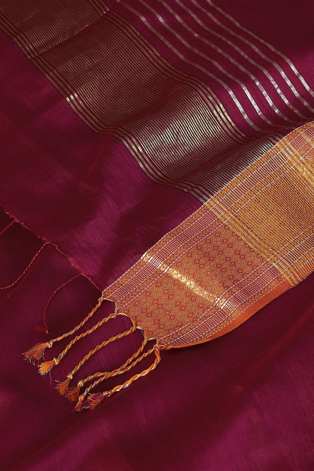 Dark Pink Pure Silk Cotton Maheswari Saree image number null