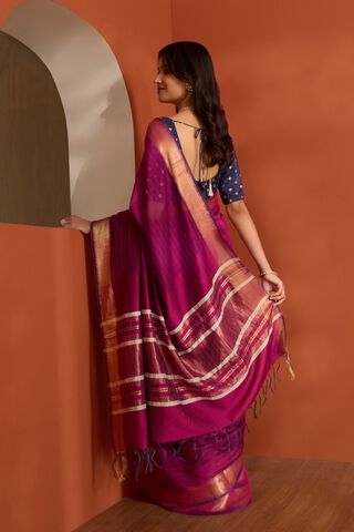 Purple Silk Viscose Bhagalpur Woven Saree thumbnail image number null