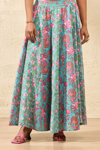 Blue Rajasthan Block Printed Pure Cotton Ethnic Skirt thumbnail image number null
