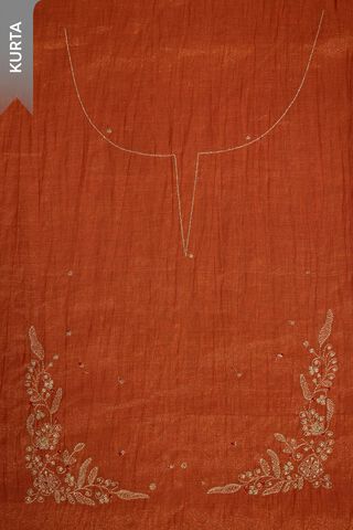 Orange Pure Tissue Cotton Embroidered Unstitched Suit Set thumbnail image number null