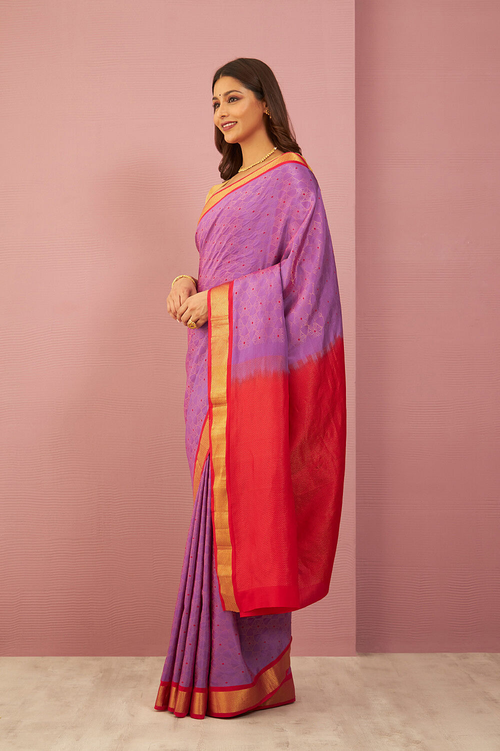 Violet Woven Silk Tencel Saree image number null