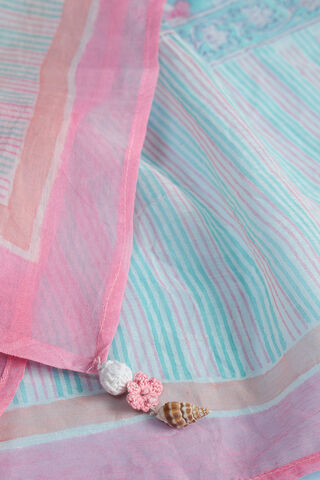 Blue Rajasthan Pure Silk Cotton Printed Sanganeri Saree thumbnail image number null