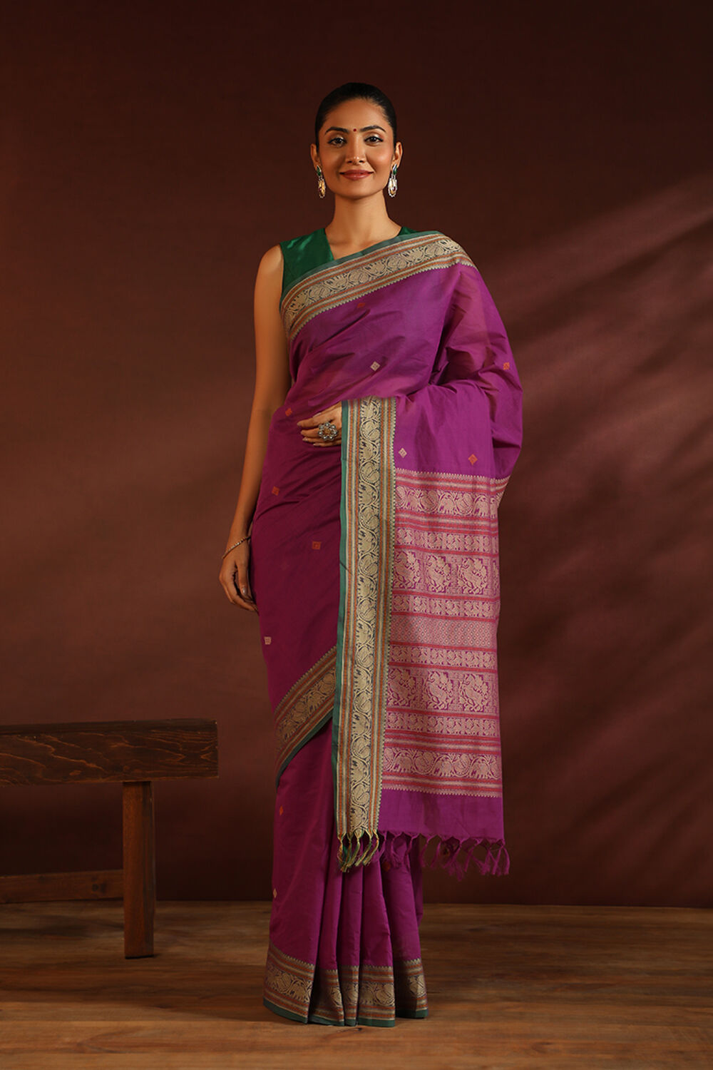 Pink South Pure Cotton Woven Saree image number null