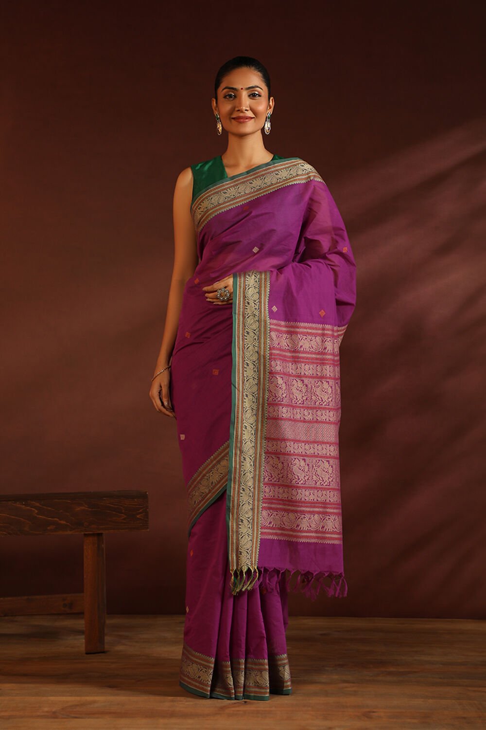 Pink South Pure Cotton Woven Saree image number null