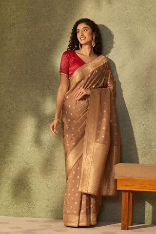 Brown Pure Viscose Woven Saree thumbnail image number null