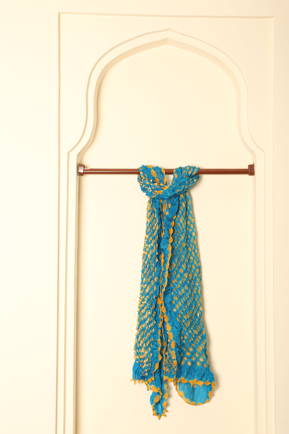 Light Blue Pure Silk Bandhni Stole image number null