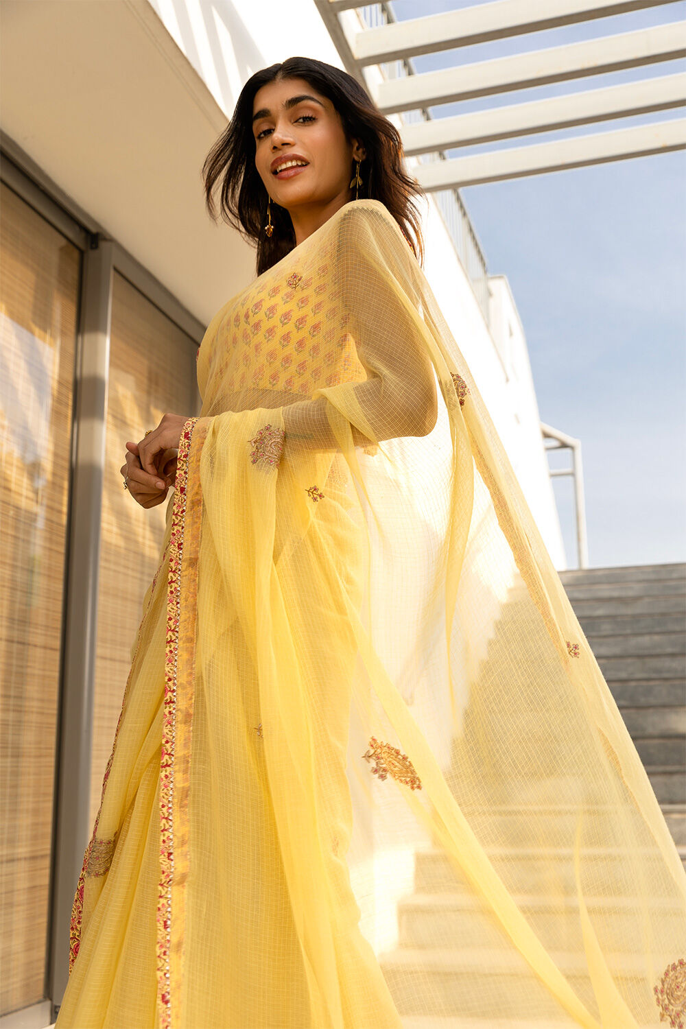 Yellow Pure Silk Kota Printed Saree image number null