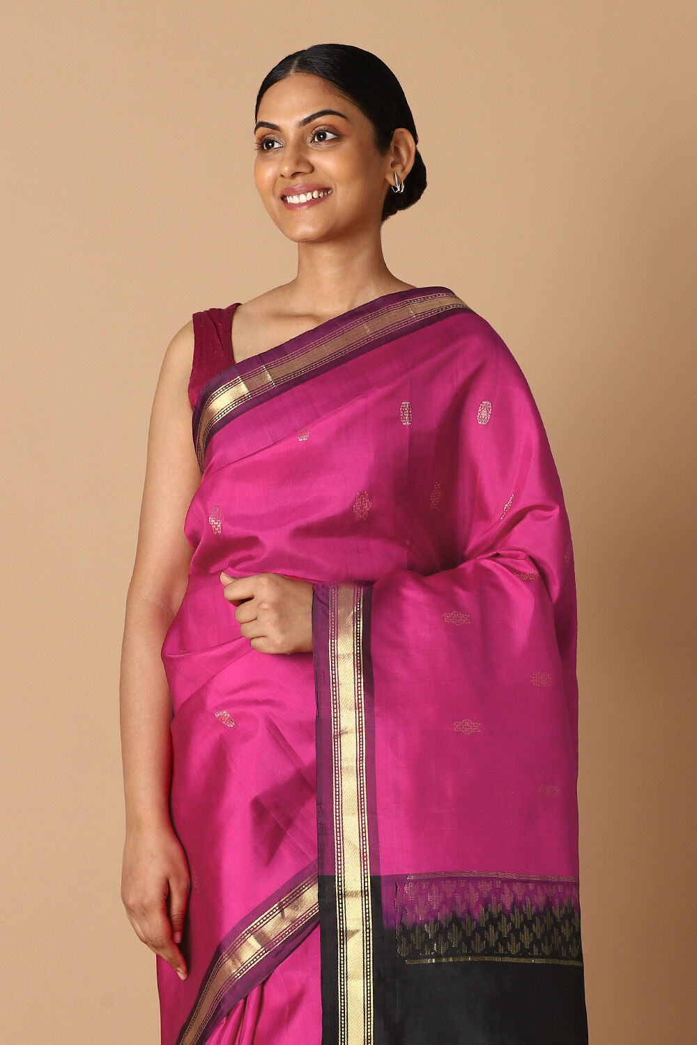 Pink Pure Silk Kanjivaram inspired Saree image number null