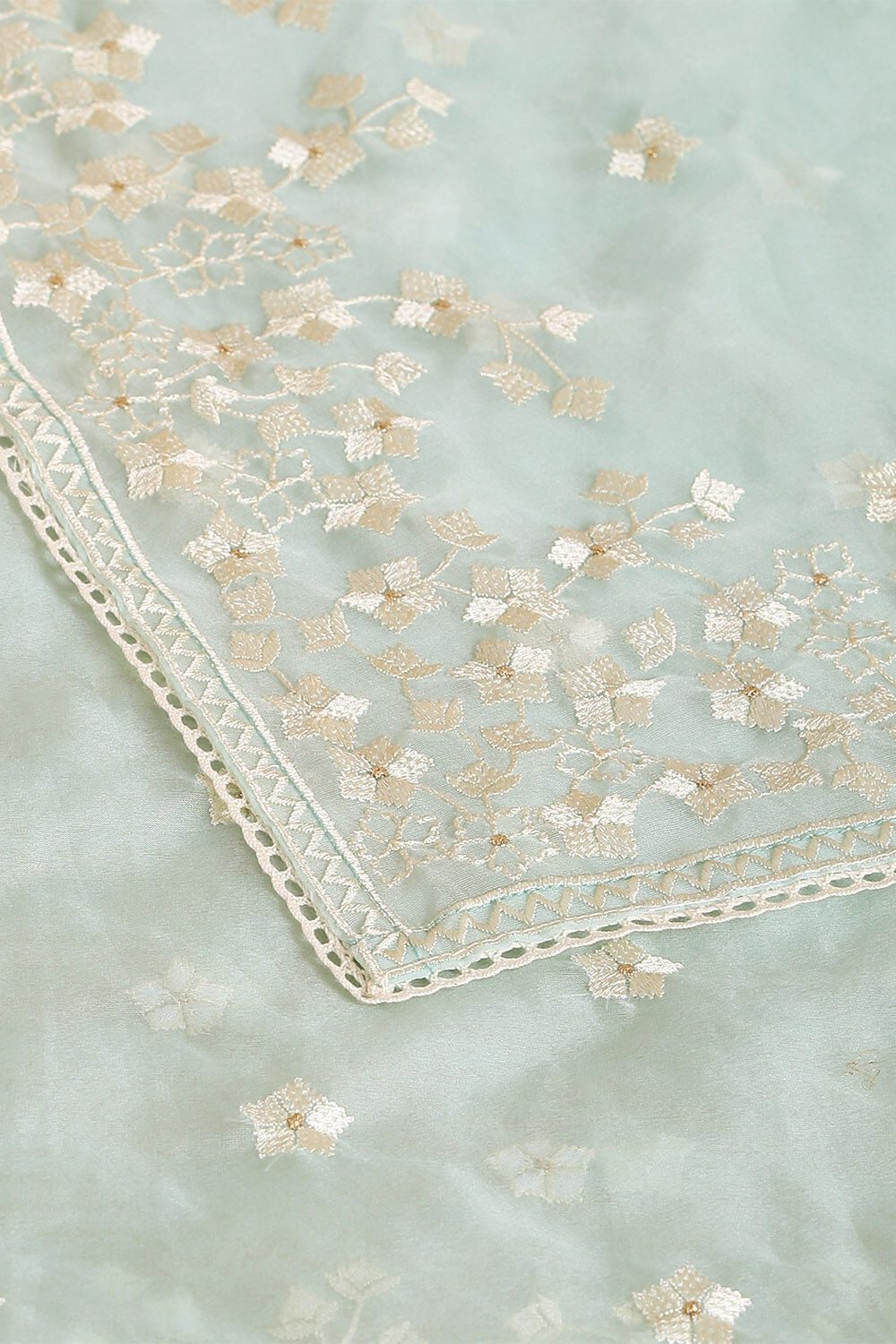 Light Pure Blue Embroidered Saree image number null